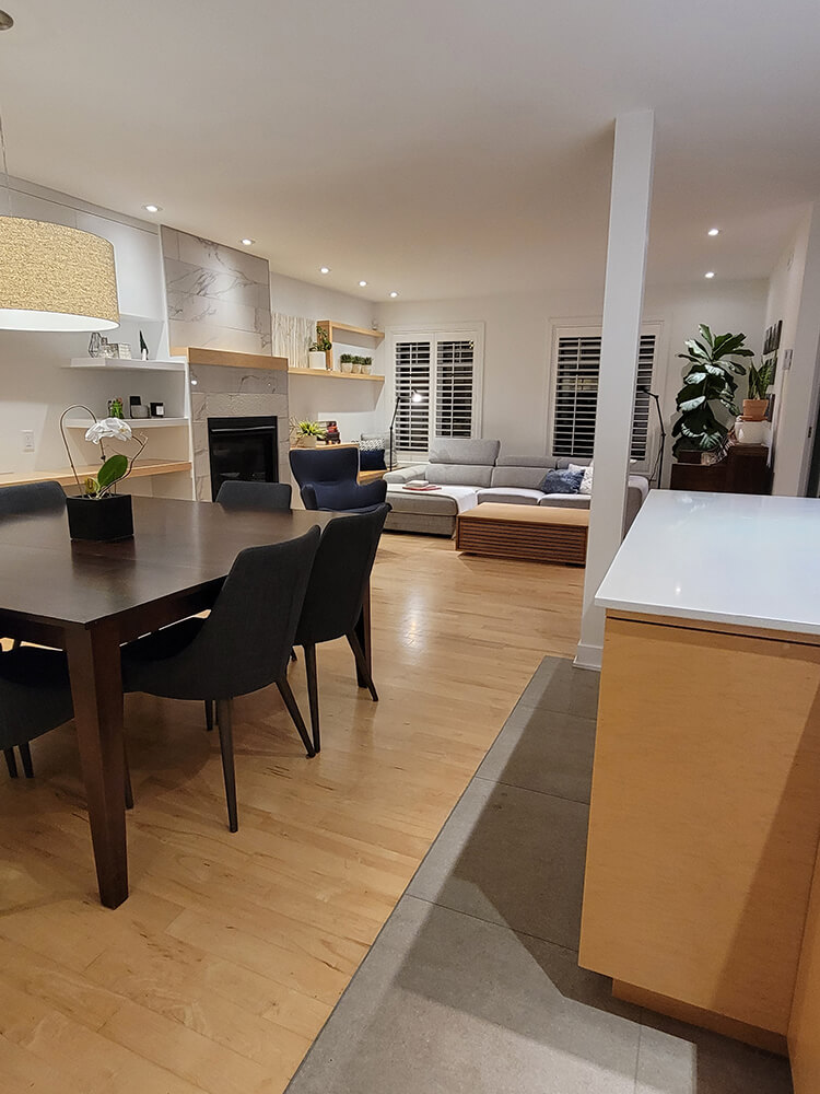 Design du salon et de la salle à manger d’une propriété sur la Rive-Sud